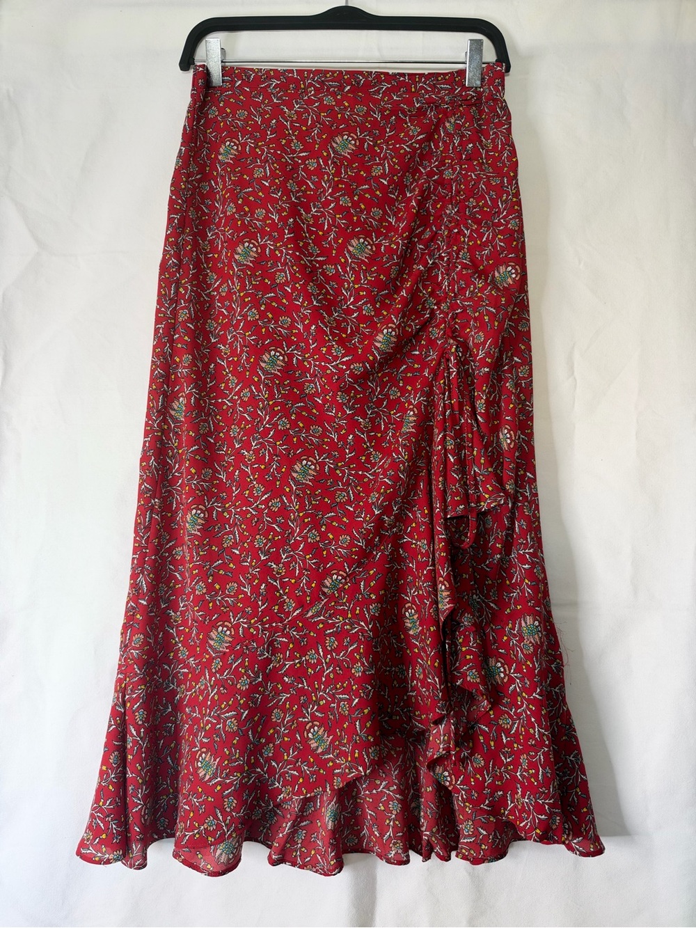 Max Studio Red Floral Midi Skirt Medium